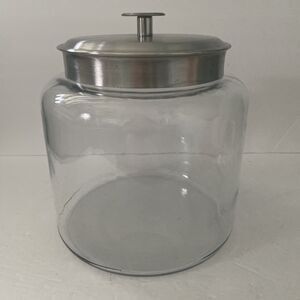 Glass Storage Jar Silver Lid Large Round Cookie Storage Kitchen Decor Kardashian